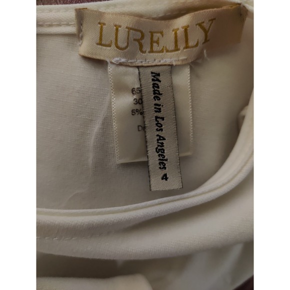 Lurelly White Sleeveless Round Neck Lace Inset Manhattan Mini Dress Size 4 - Picture 8 of 9